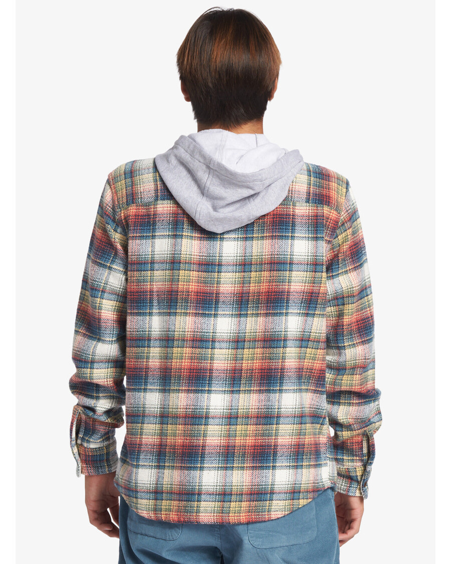 Quik Silver Briggs Hooded Flannel Long Sleeve Top - Mineral Red Briggs Flannel