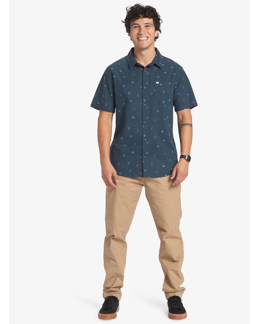 Quik Silver Pacific Stripe Short Sleeve Shirt - Berring Sea Pacific Stripes