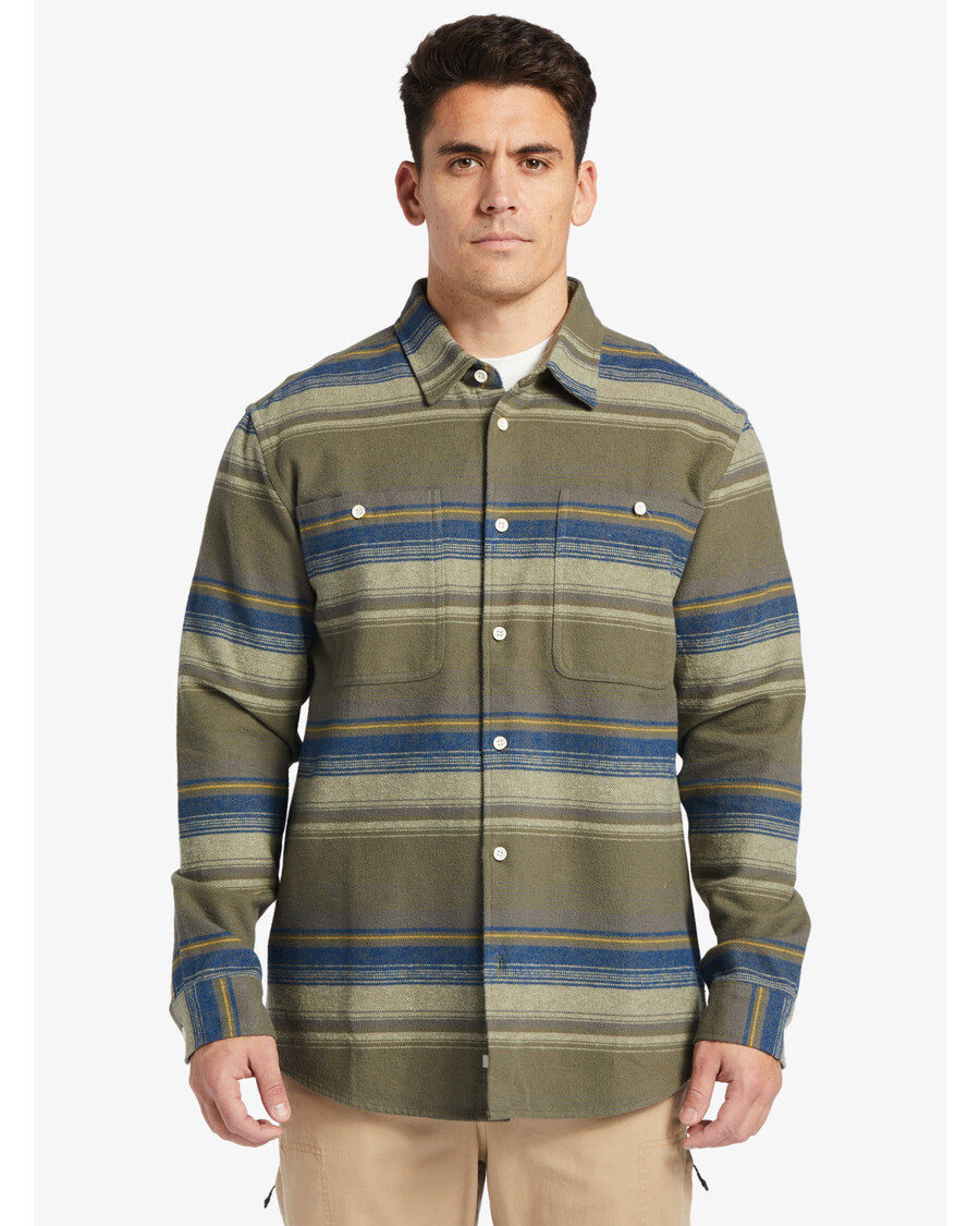 Quik Silver Waterman Lowest Tide Flannel Long Sleeve Top - Dusty Olive Lowest Tide