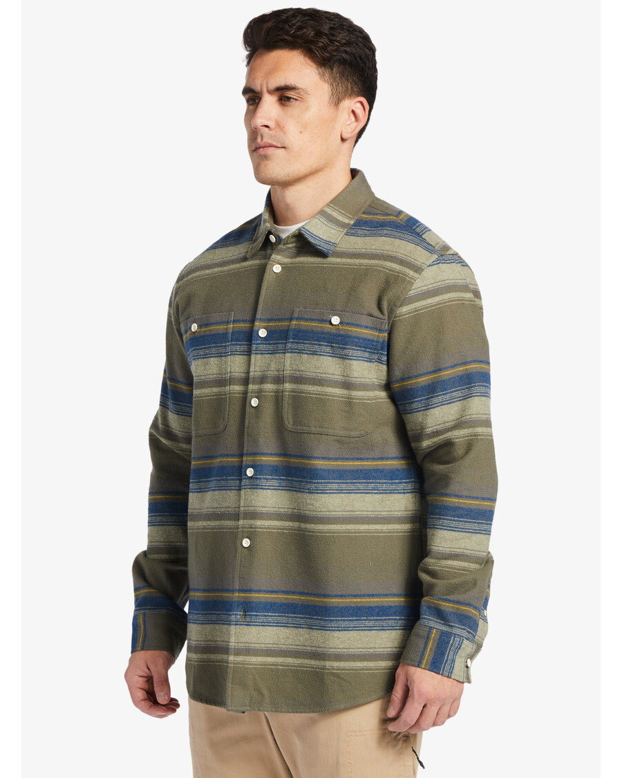 Quik Silver Waterman Lowest Tide Flannel Long Sleeve Top - Dusty Olive Lowest Tide