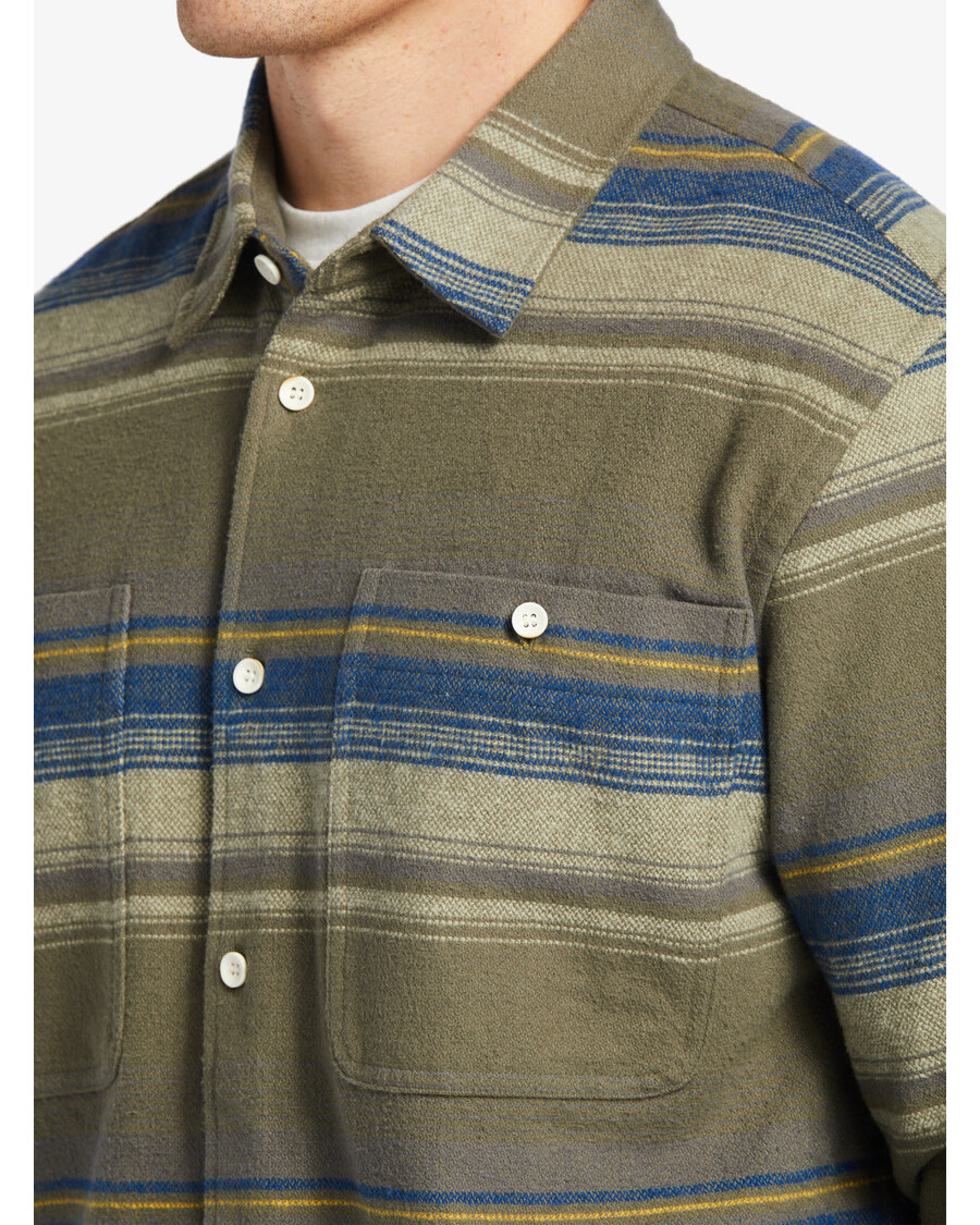 Quik Silver Waterman Lowest Tide Flannel Long Sleeve Top - Dusty Olive Lowest Tide