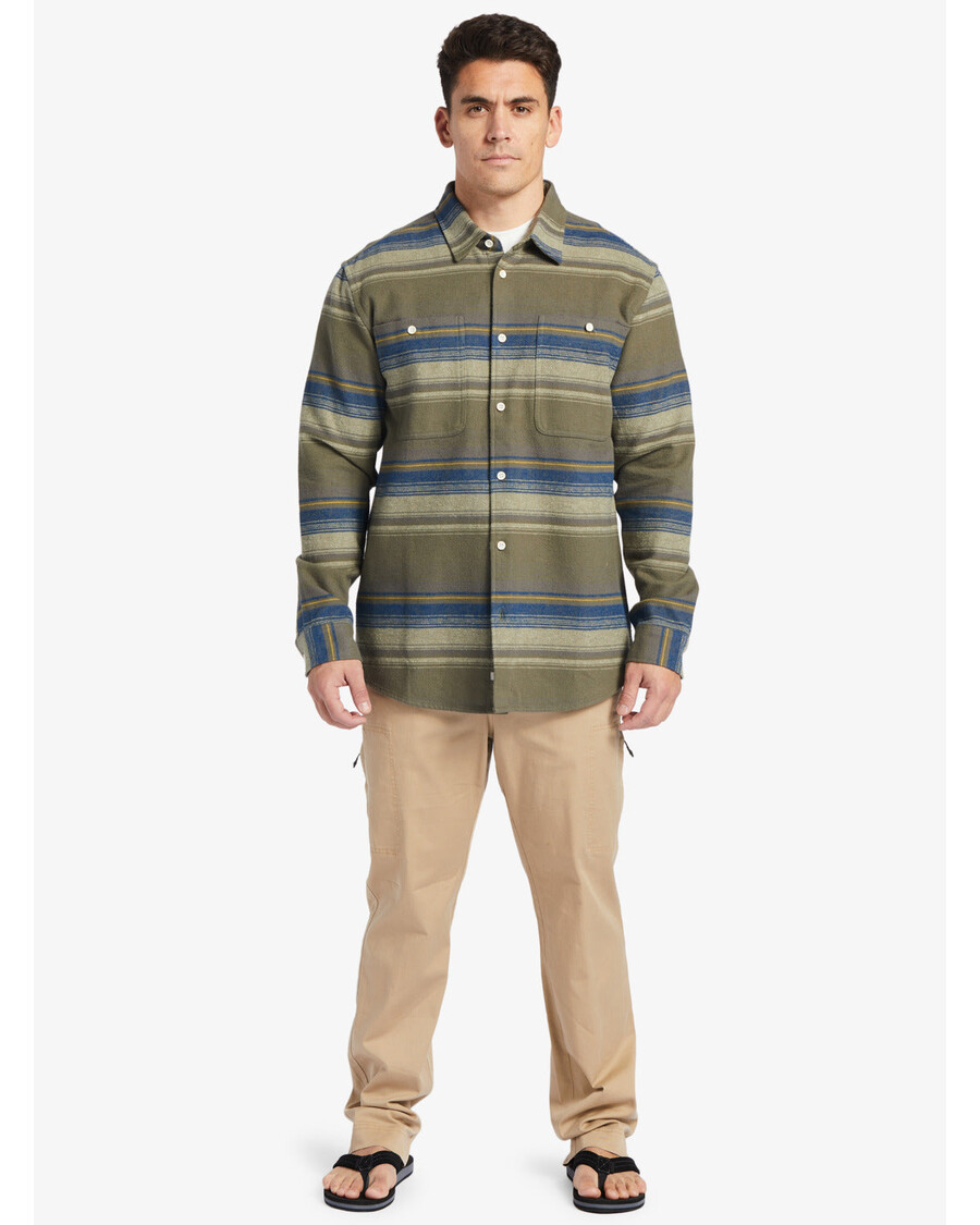 Quik Silver Waterman Lowest Tide Flannel Long Sleeve Top - Dusty Olive Lowest Tide