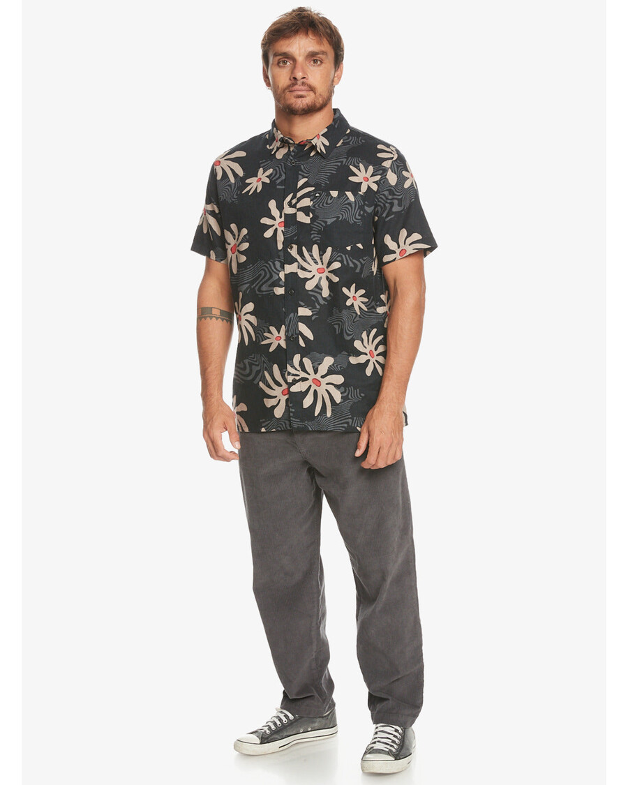 Quik Silver Trippy Floral Short Sleeve Shirt - Black Trippy Floral