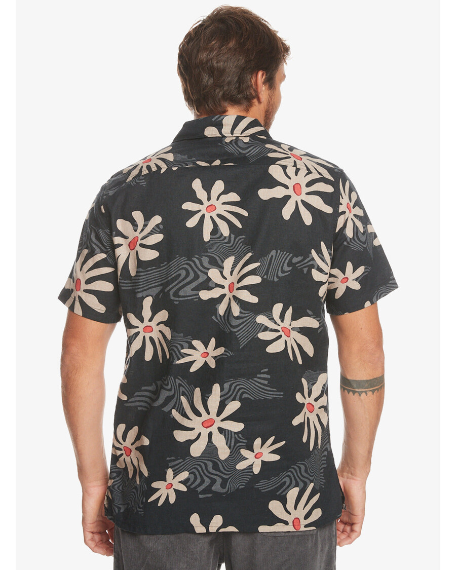 Quik Silver Trippy Floral Short Sleeve Shirt - Black Trippy Floral