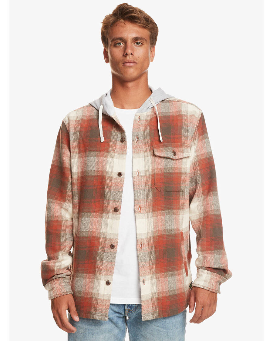 Quik Silver Kinloss Long Sleeve Hooded Shirt - Baked Clay Kinloss