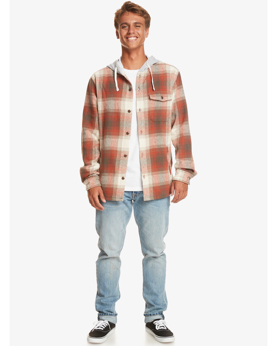 Quik Silver Kinloss Long Sleeve Hooded Shirt - Baked Clay Kinloss