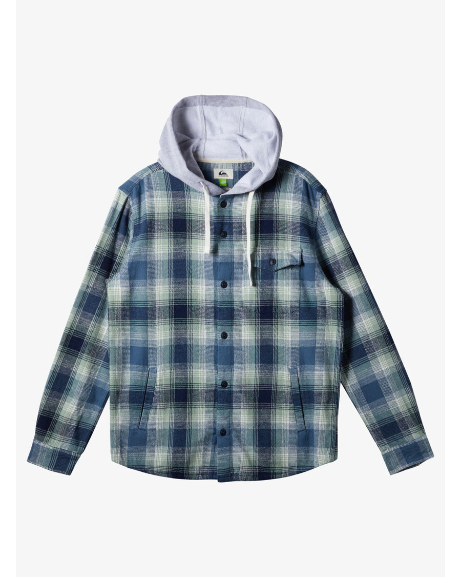 Quik Silver Kinloss Long Sleeve Hooded Shirt - Iceberg Green Kinloss