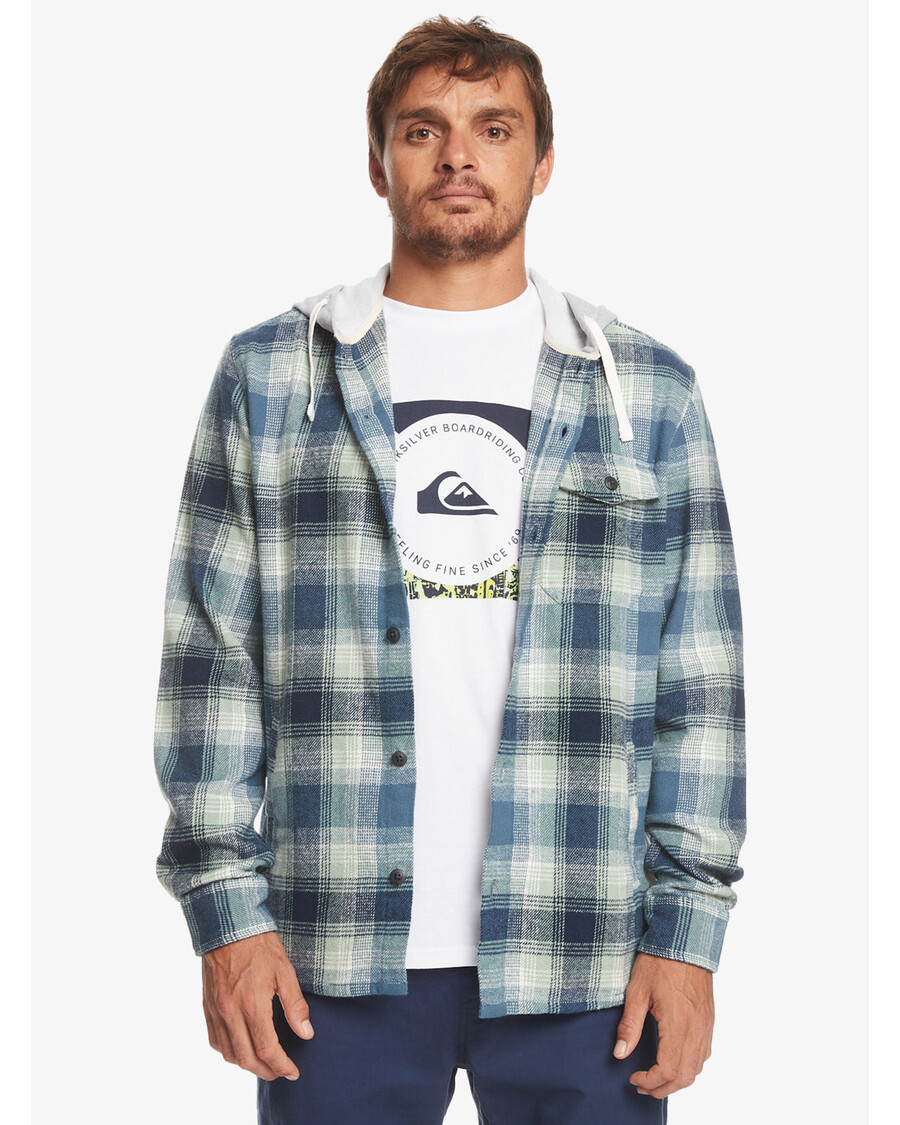 Quik Silver Kinloss Long Sleeve Hooded Shirt - Iceberg Green Kinloss