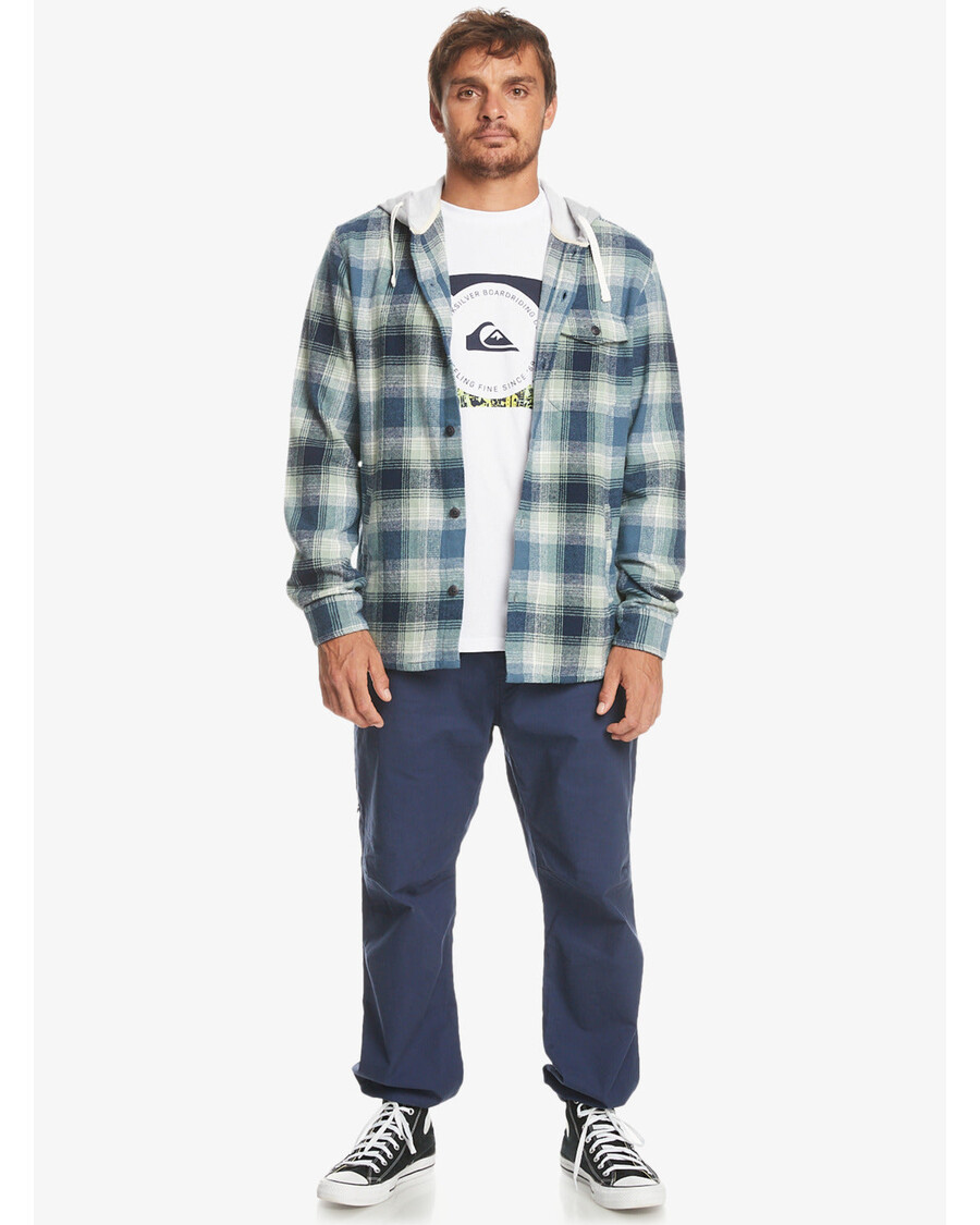 Quik Silver Kinloss Long Sleeve Hooded Shirt - Iceberg Green Kinloss