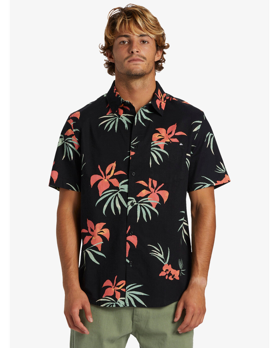 クイックシルバーアペロクラシック半袖シャツ - ブラック AOP ミックスバッグ SS