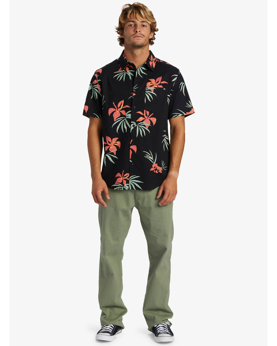 クイックシルバーアペロクラシック半袖シャツ - ブラック AOP ミックスバッグ SS