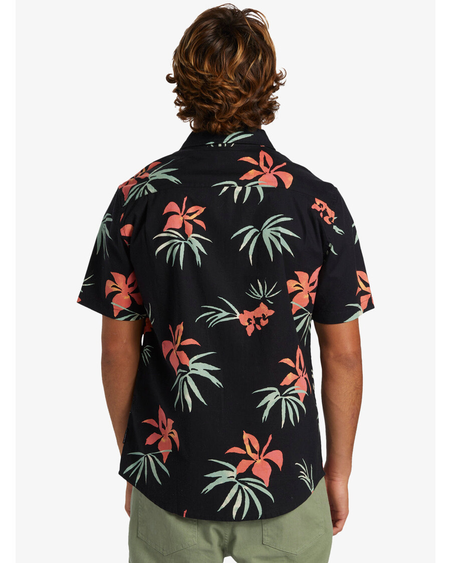 クイックシルバーアペロクラシック半袖シャツ - ブラック AOP ミックスバッグ SS