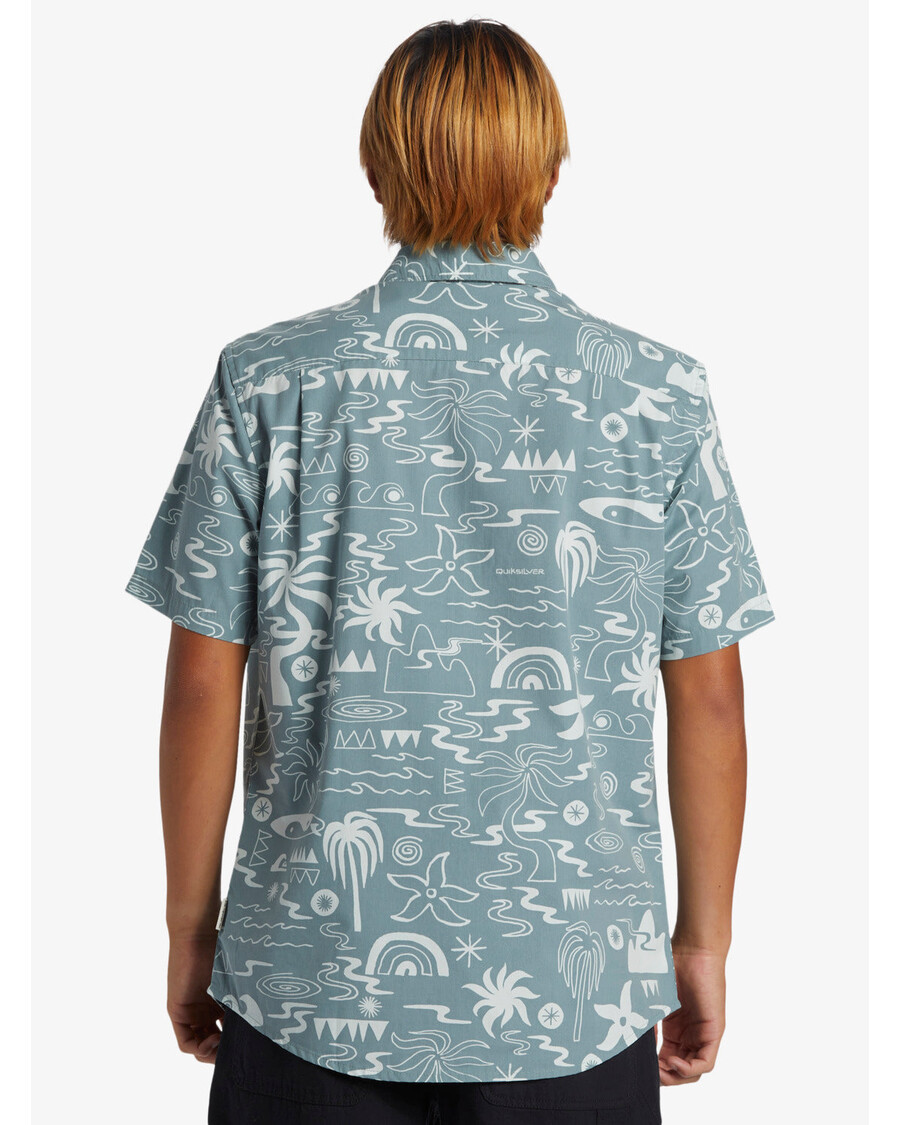 Quik Silver Tropical Breeze Classic Short Sleeve Shirt - Cadet Grey Aop Ss Woven