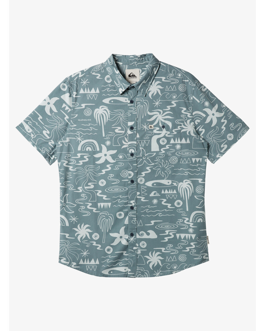 Quik Hõbedane Troopiline Tuul Klassikaline Lühikeste Varrukatega Särk - Kadetthall Aop Ss Kootud