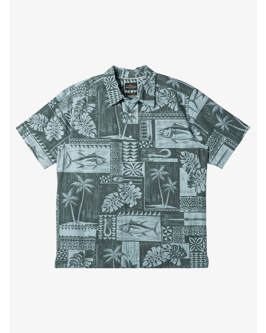 Quiksilver Waterman Tunia Palm Shirt - Morské Riasy Tuniakové Palmy Tkané