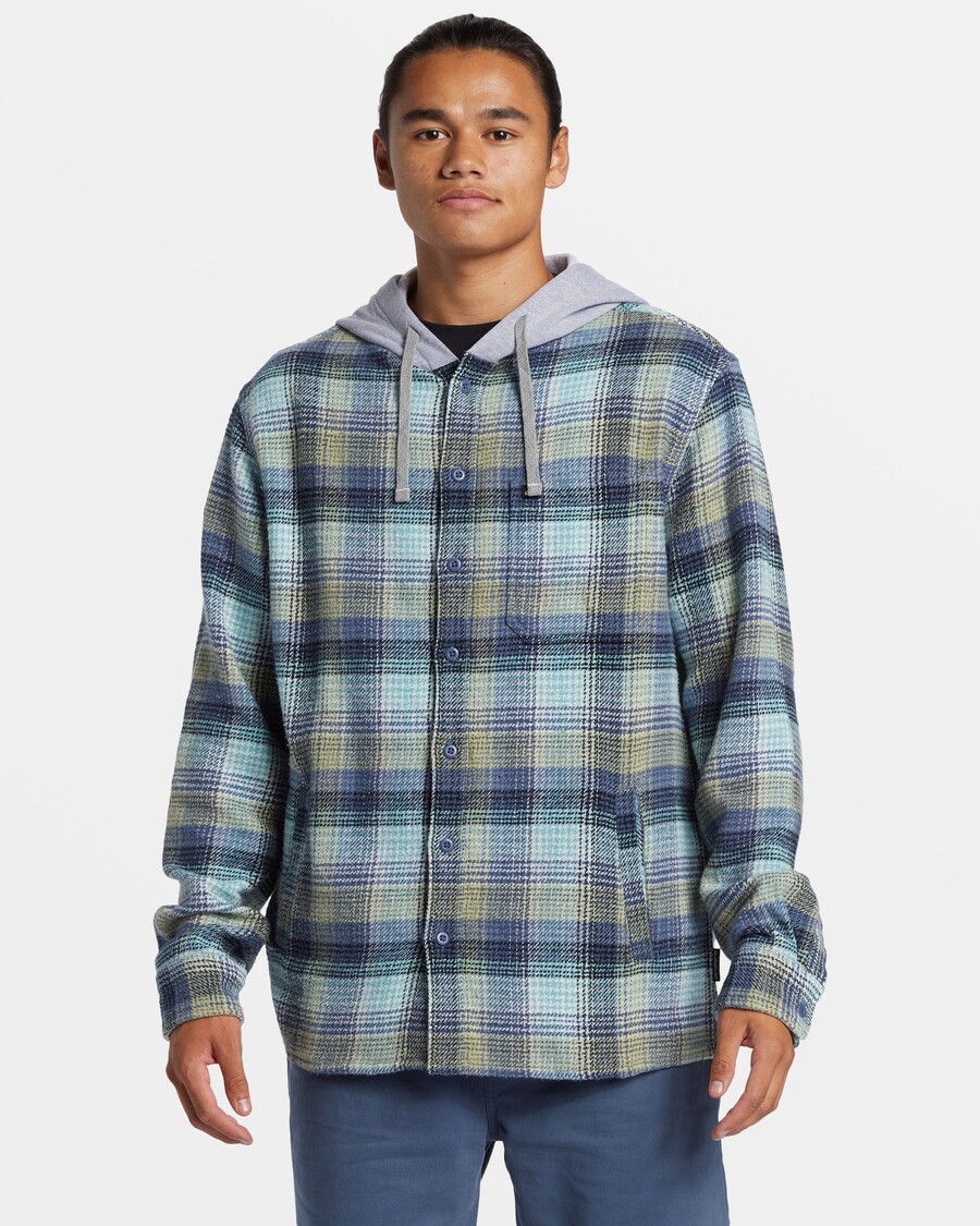 Quiksilver Sandbar Pikkade Varrukatega Flanellist Särk - Vintage Sinine Sandbar Kapuutsiga Fl