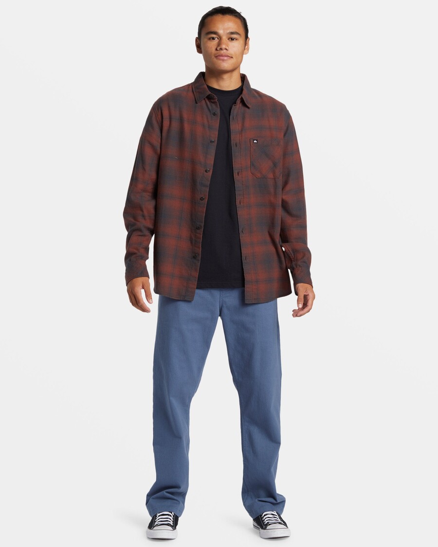 Quiksilver Logo Pikkade Varrukatega Flanell - Pruun Kivi Lago Klass Stch Fl