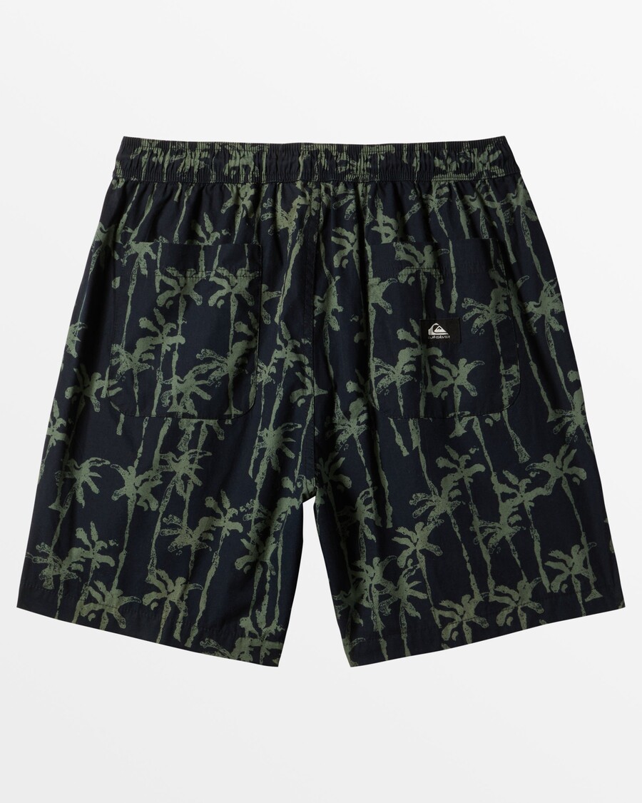 Quik Silver Taxer Print Elastic Waist Shorts - Laurel Wreath Painted Palms