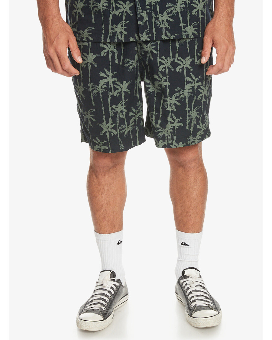 Quik Silver Taxer Print Elastic Waist Shorts - Laurel Wreath Painted Palms