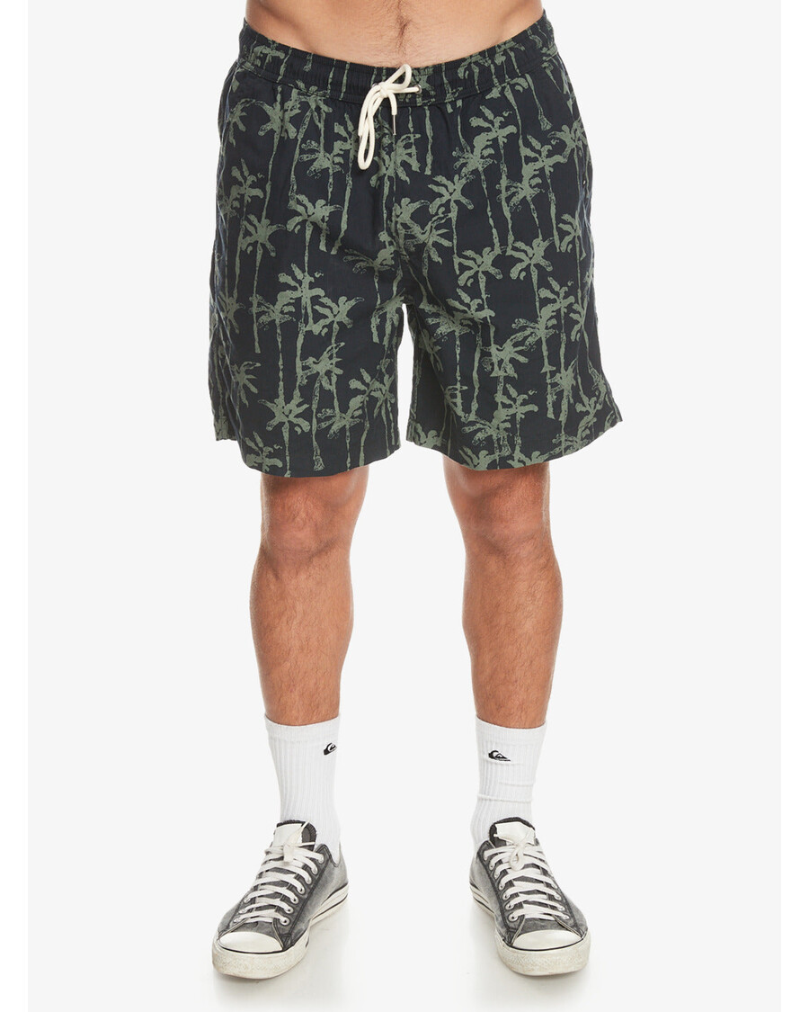 Quik Silver Taxer Print Elastic Waist Shorts - Laurel Wreath Painted Palms