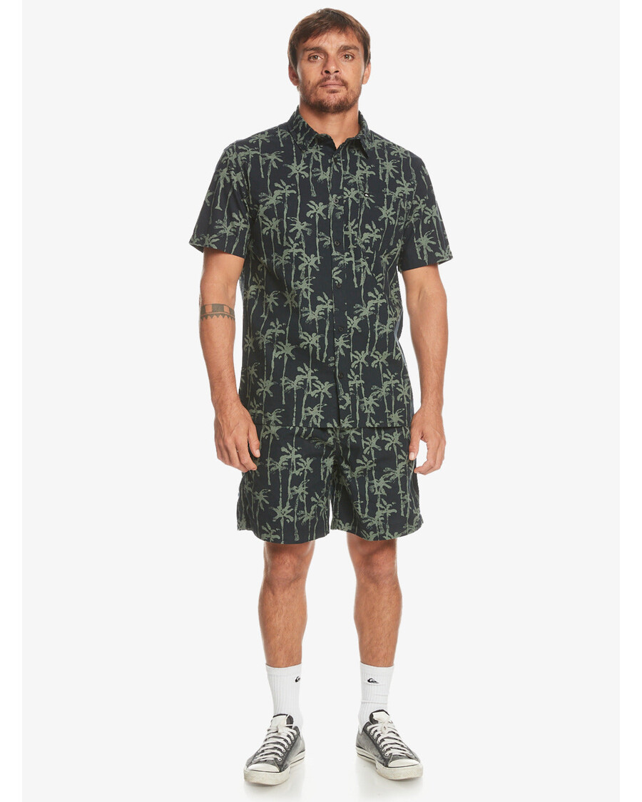 Quik Silver Taxer Print Elastic Waist Shorts - Laurel Wreath Painted Palms