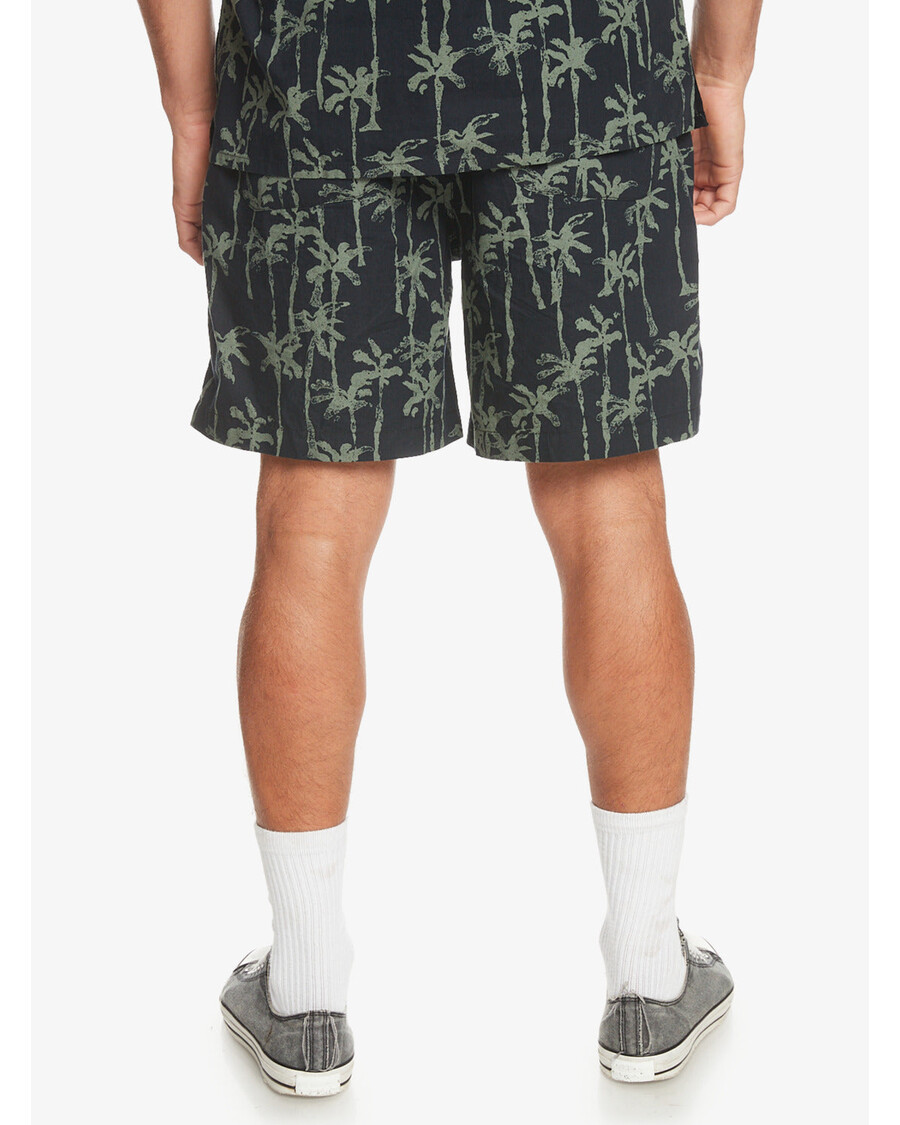 Quik Silver Taxer Print Elastic Waist Shorts - Laurel Wreath Painted Palms
