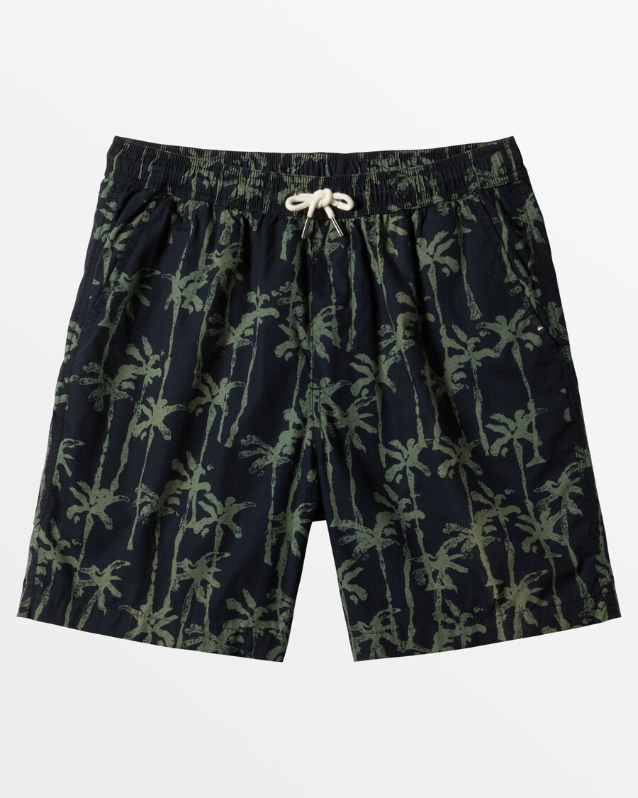 Quik Silver Taxer Print Elastic Waist Shorts - Laurel Wreath Painted Palms
