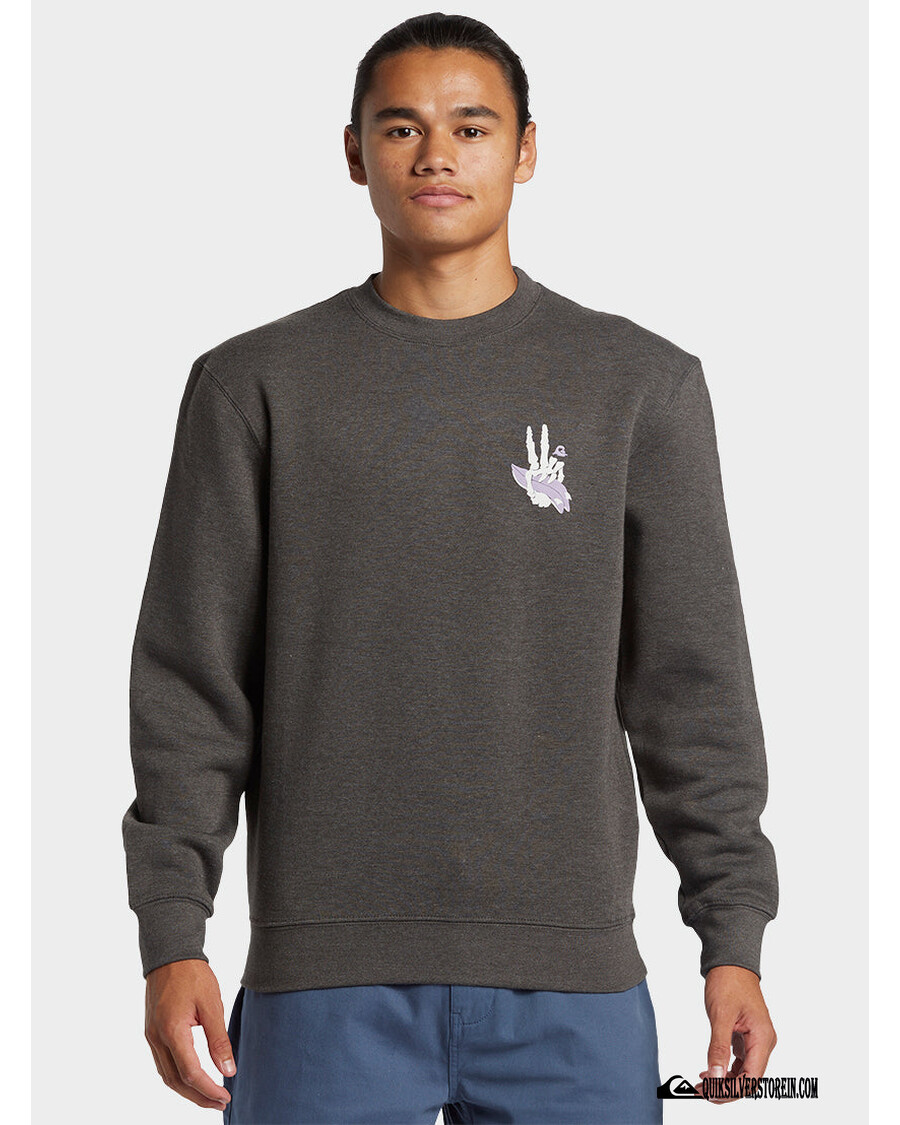 Quik Silver E Peace Out Crew Neck Sweatshirt - Charcoal Heather