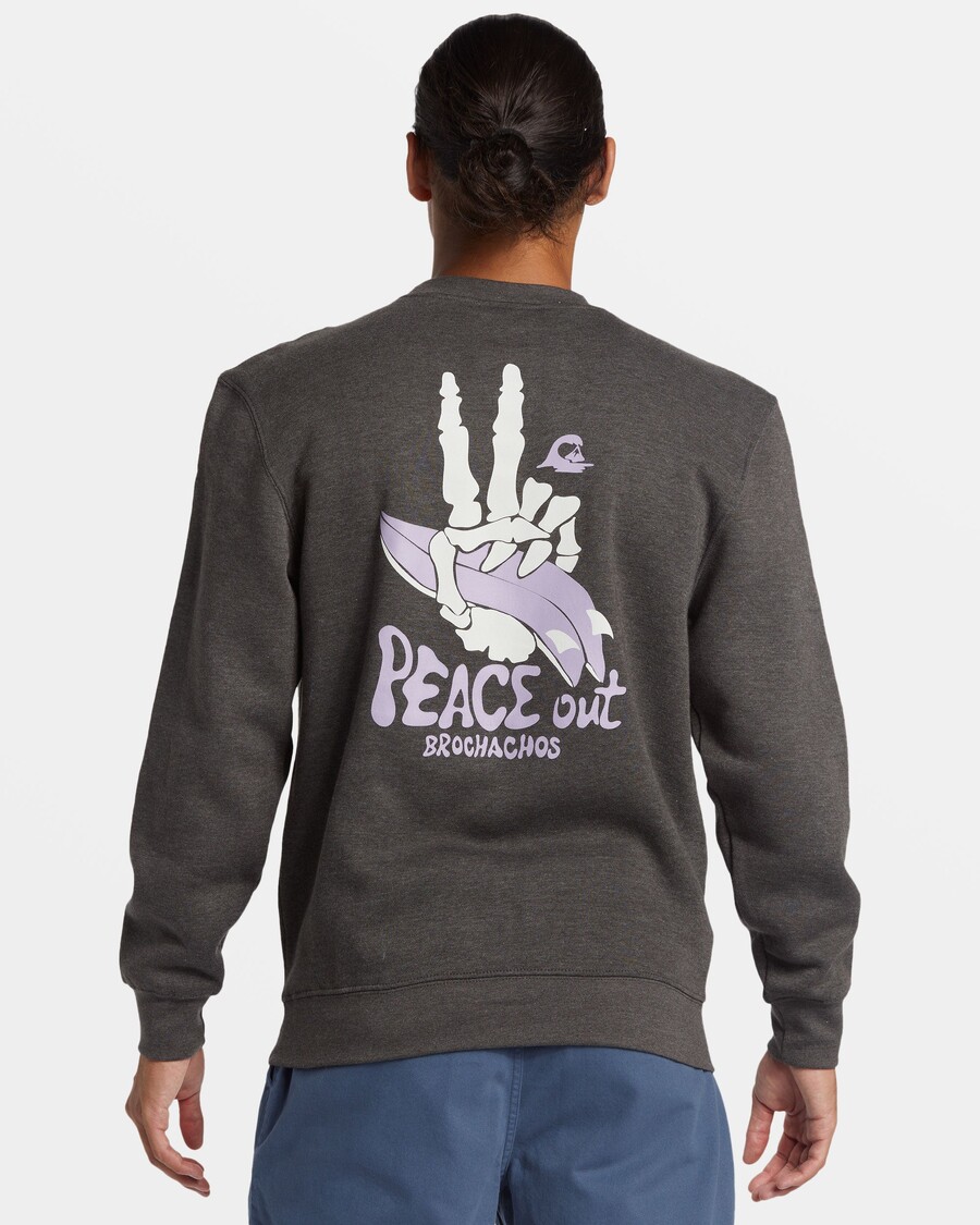 Quik Silver E Peace Out Crew Neck Sweatshirt - Charcoal Heather