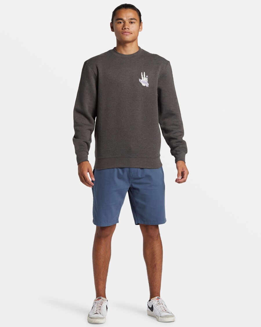 Quik Silver E Peace Out Crew Neck Sweatshirt - Charcoal Heather