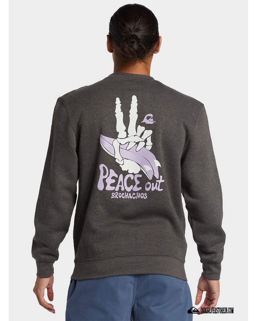 Quik Silver E Peace Out Crew Neck Sweatshirt - Charcoal Heather
