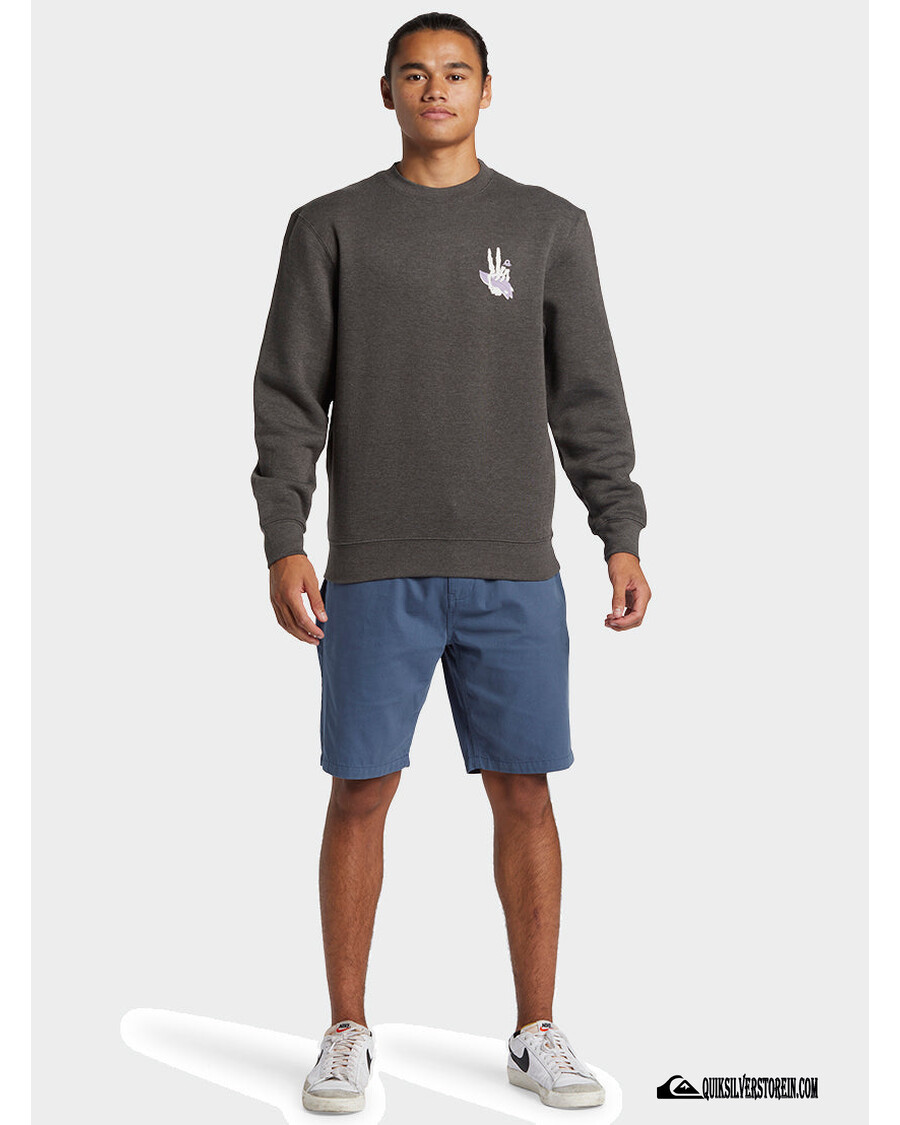 Quik Silver E Peace Out Crew Neck Sweatshirt - Charcoal Heather