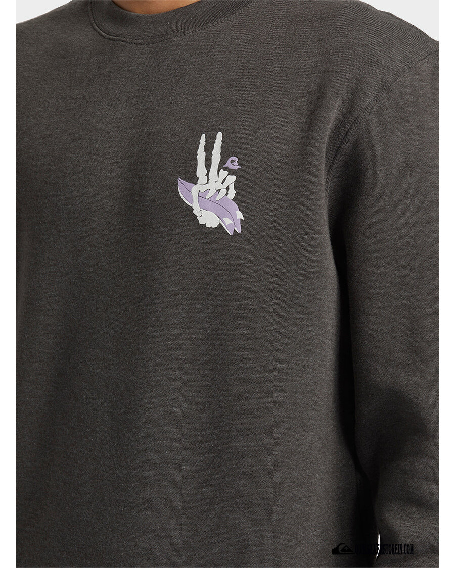 Quik Silver E Peace Out Crew Neck Sweatshirt - Charcoal Heather