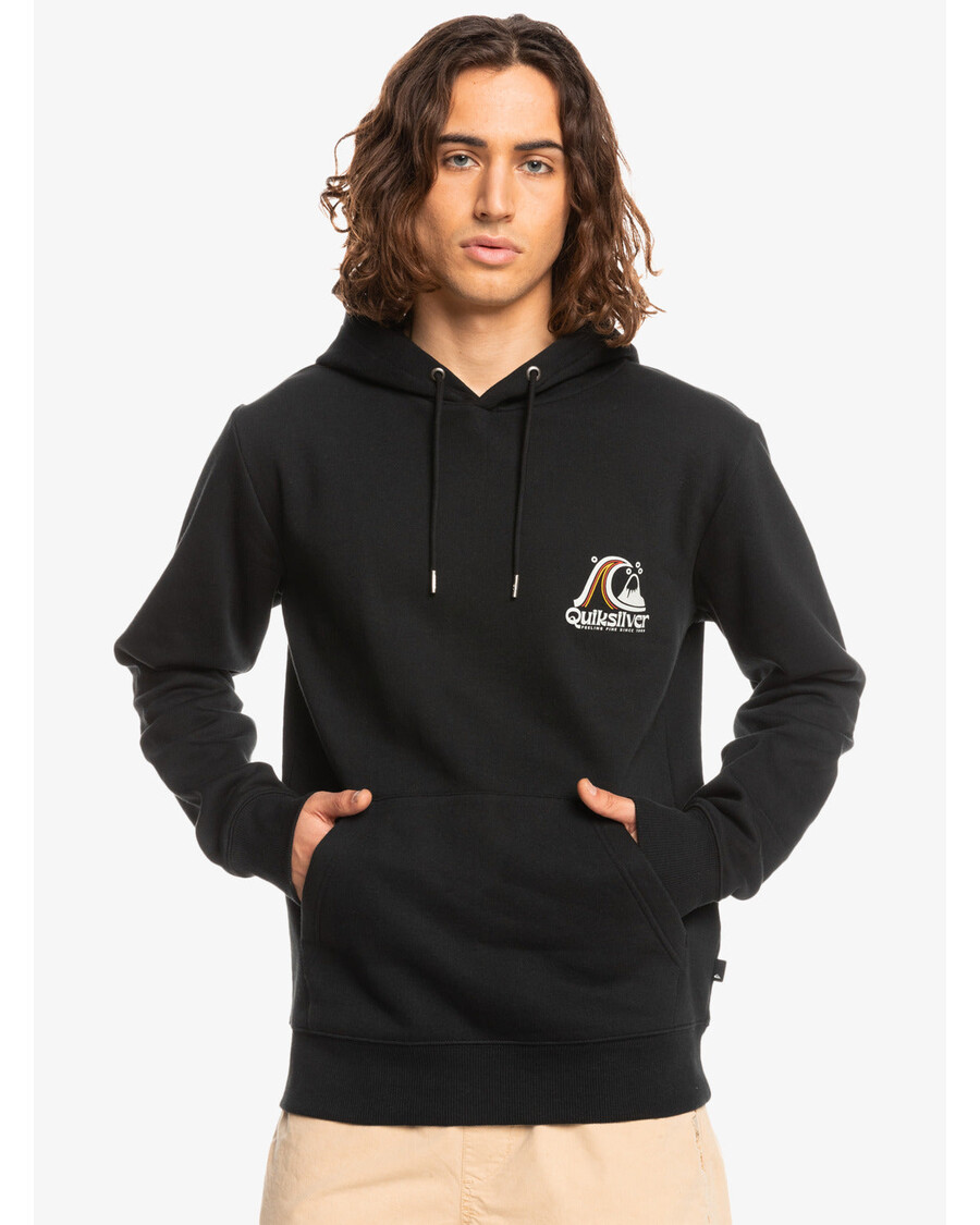 Quiksilver κυλιόμενος κύκλος με κουκούλα Fleece τοπ - μαύρο