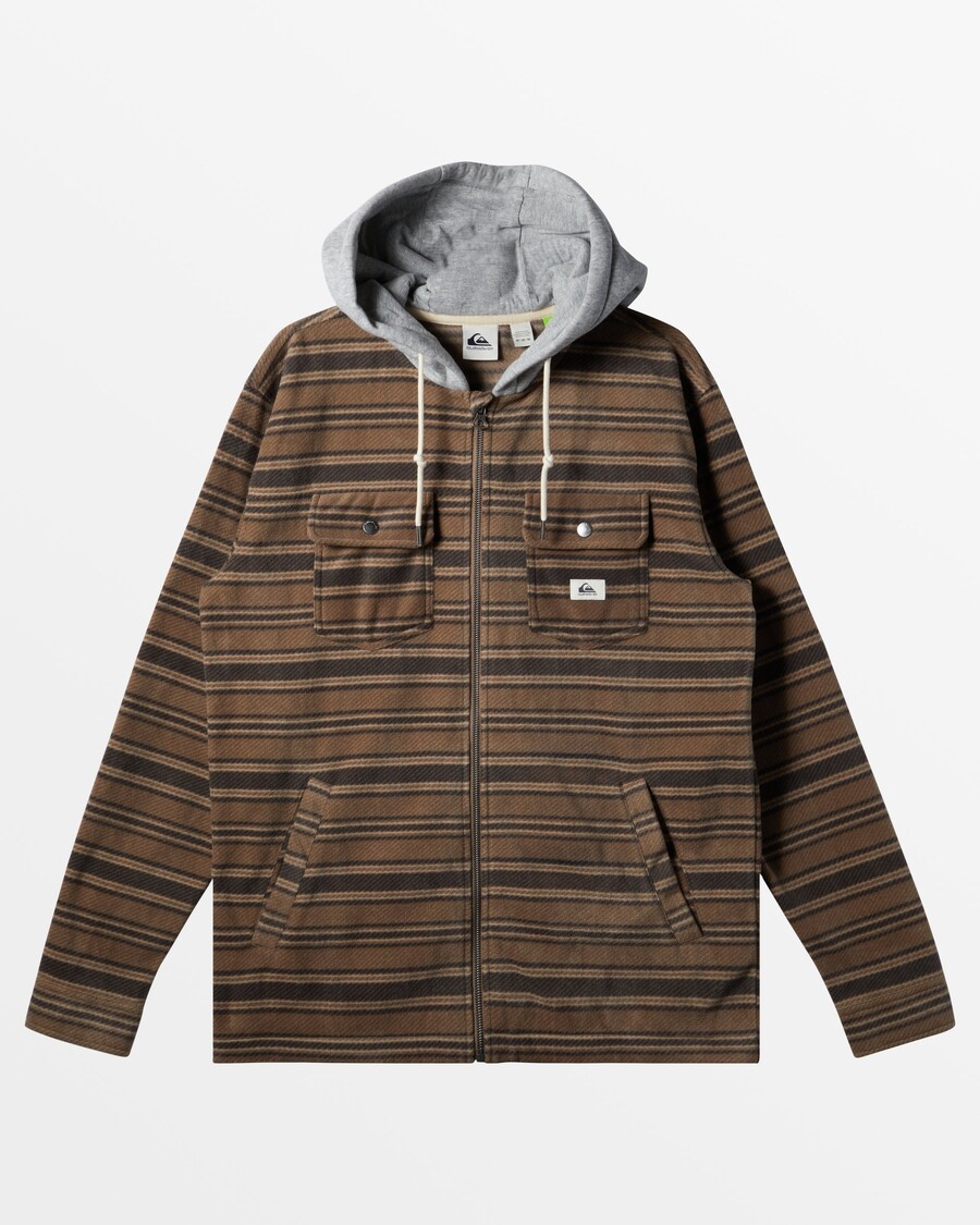 Quik Silver Super Swell Zip Hoodie - Major Brown Super Swell Plaid