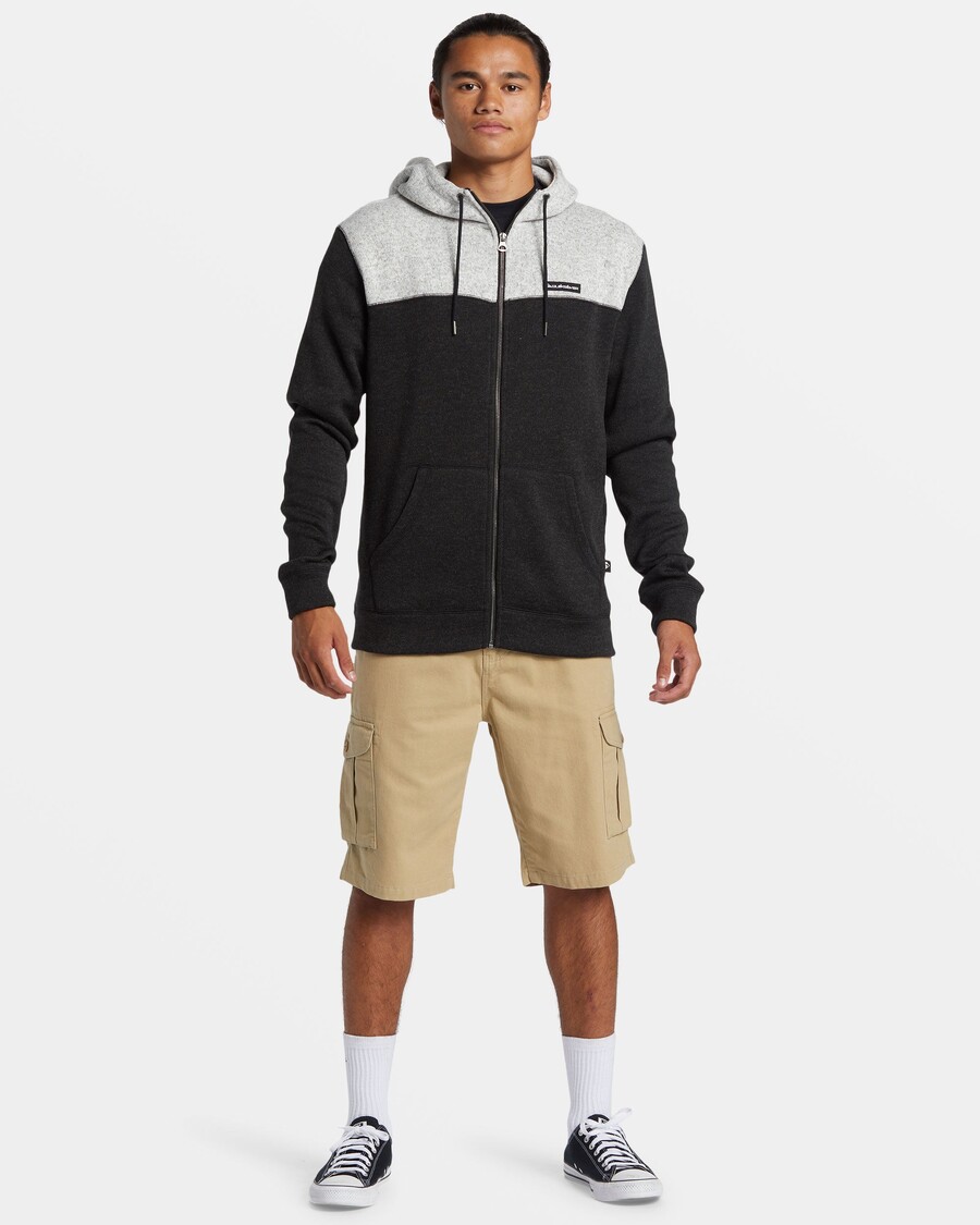 Mikina S Kapucí Quiksilver Keller Block Zip - černý Vřes