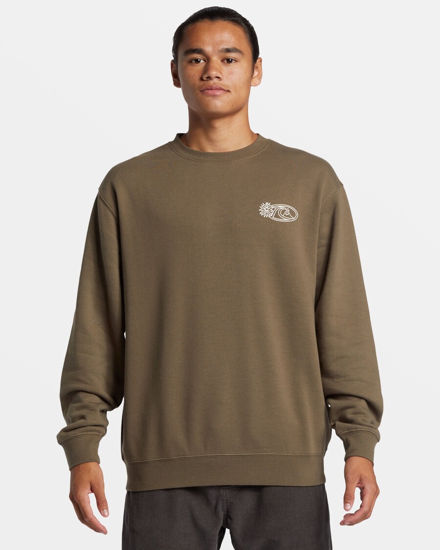 Quik Silver Graphic Crewneck Sweatshirt - Canteen