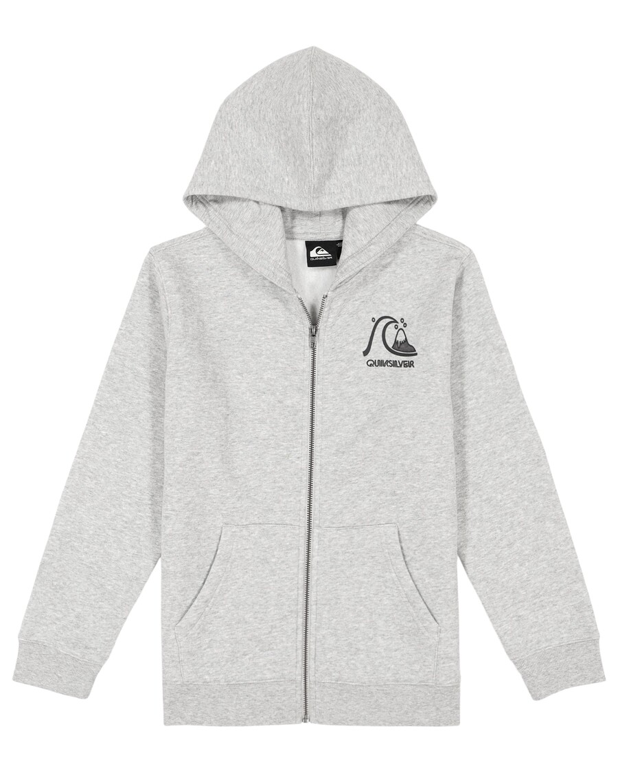 Quik Silver Boys 8-16 Graphic Zip Hoodie - Light Grey Heather
