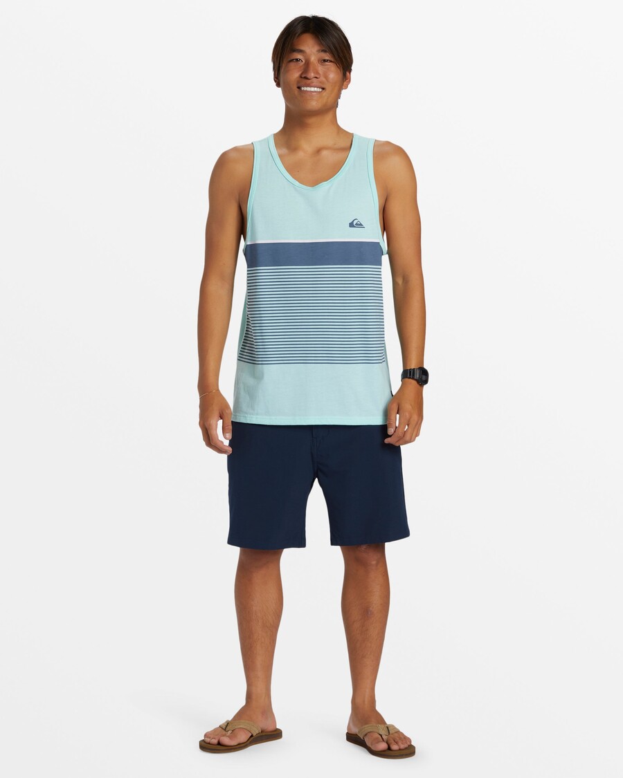 Quik Silver Tijuana Stripe Tank Top - Beach Glass Heather