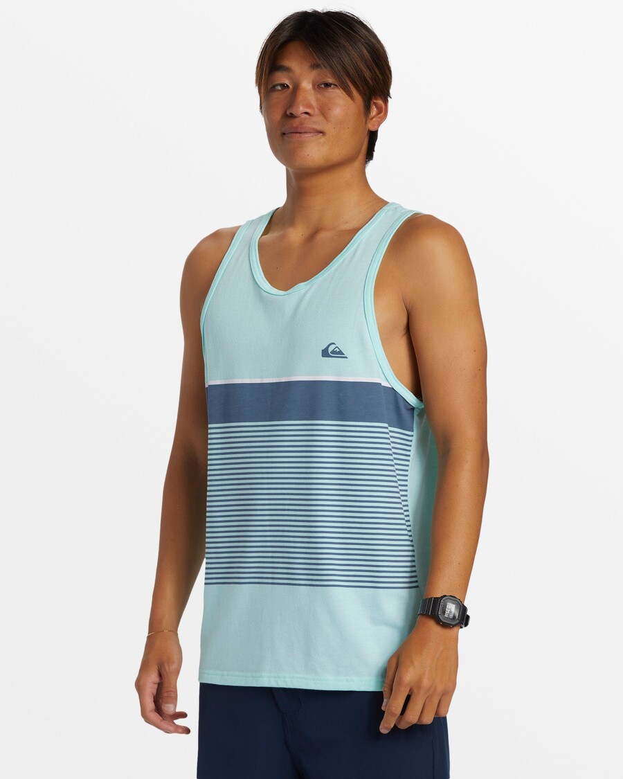 Quik Silver Tijuana Stripe Tank Top - Beach Glass Heather