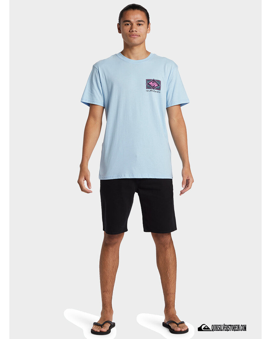 クイックシルバー ブラック フラッシュ T シャツ - クリア スカイ