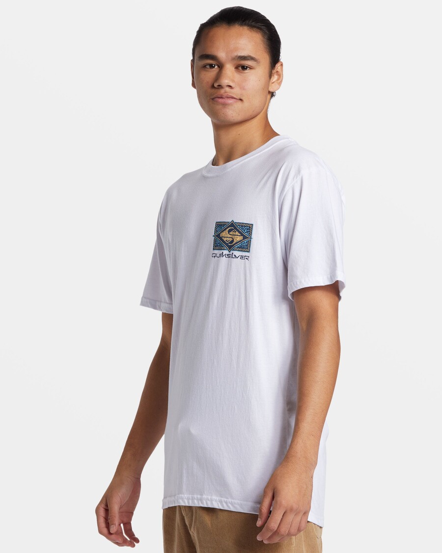 クイック シルバー ブラック フラッシュ T シャツ - ホワイト