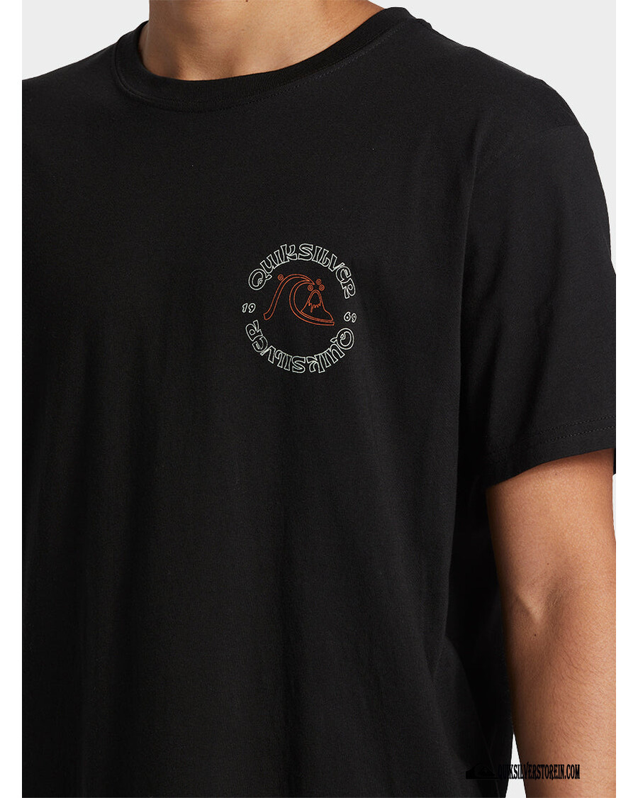 Quik Sidabrinio Burbulo Kontūro Marškinėliai - Juodi