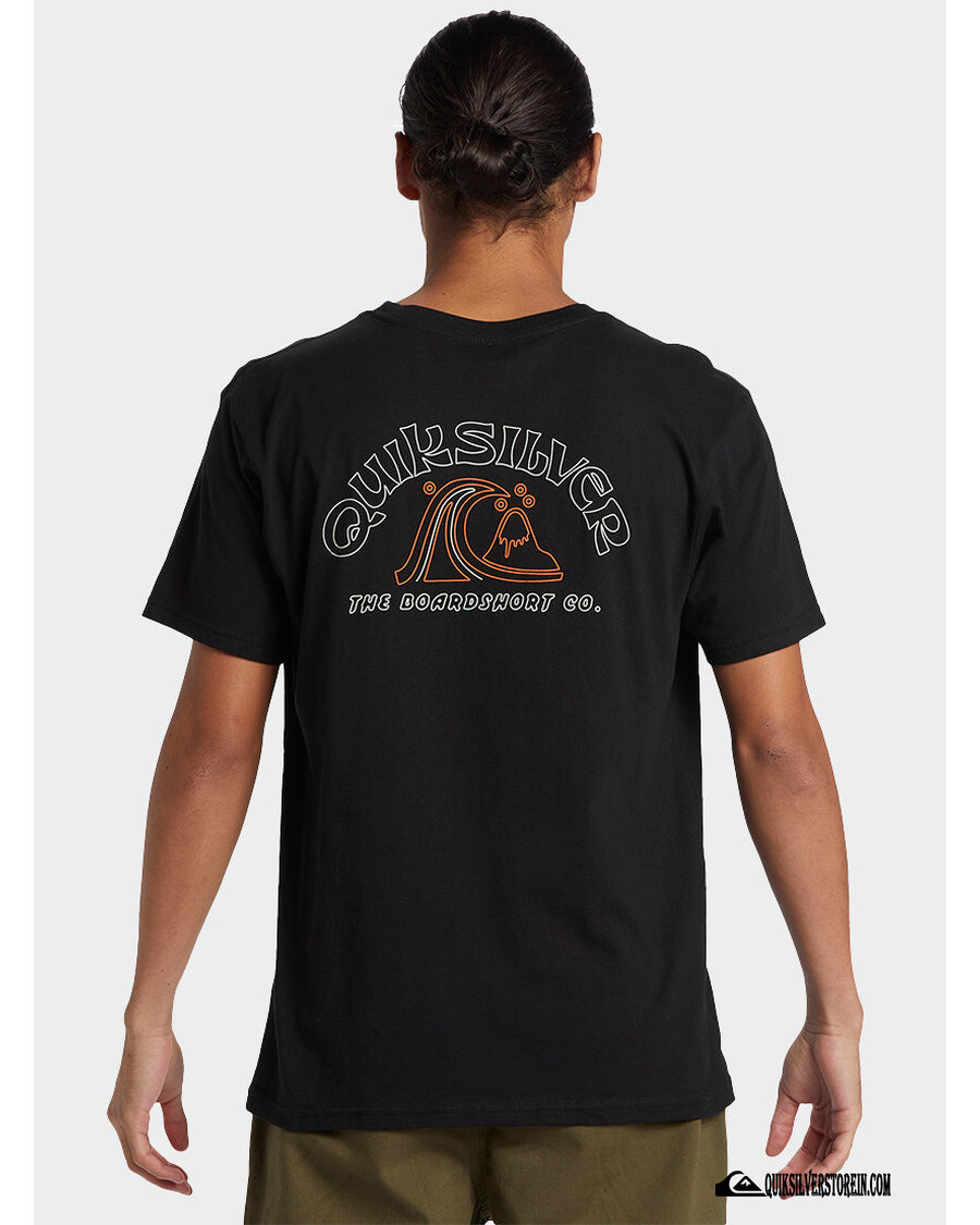 Quik Sidabrinio Burbulo Kontūro Marškinėliai - Juodi