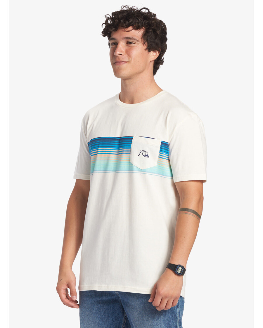 Quiksilver футболка с полосками и карманами Swell Vision — Гардения