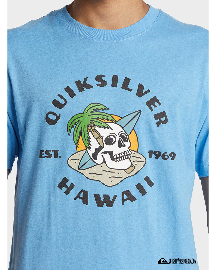 Quiksilver Hawaii Palme Og Hodeskalle T-skjorte - Asurblå