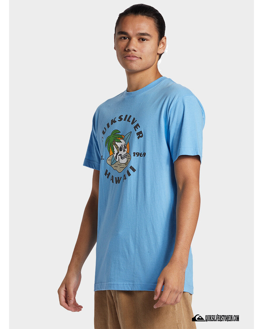 Quiksilver Hawaii Palme Og Hodeskalle T-skjorte - Asurblå