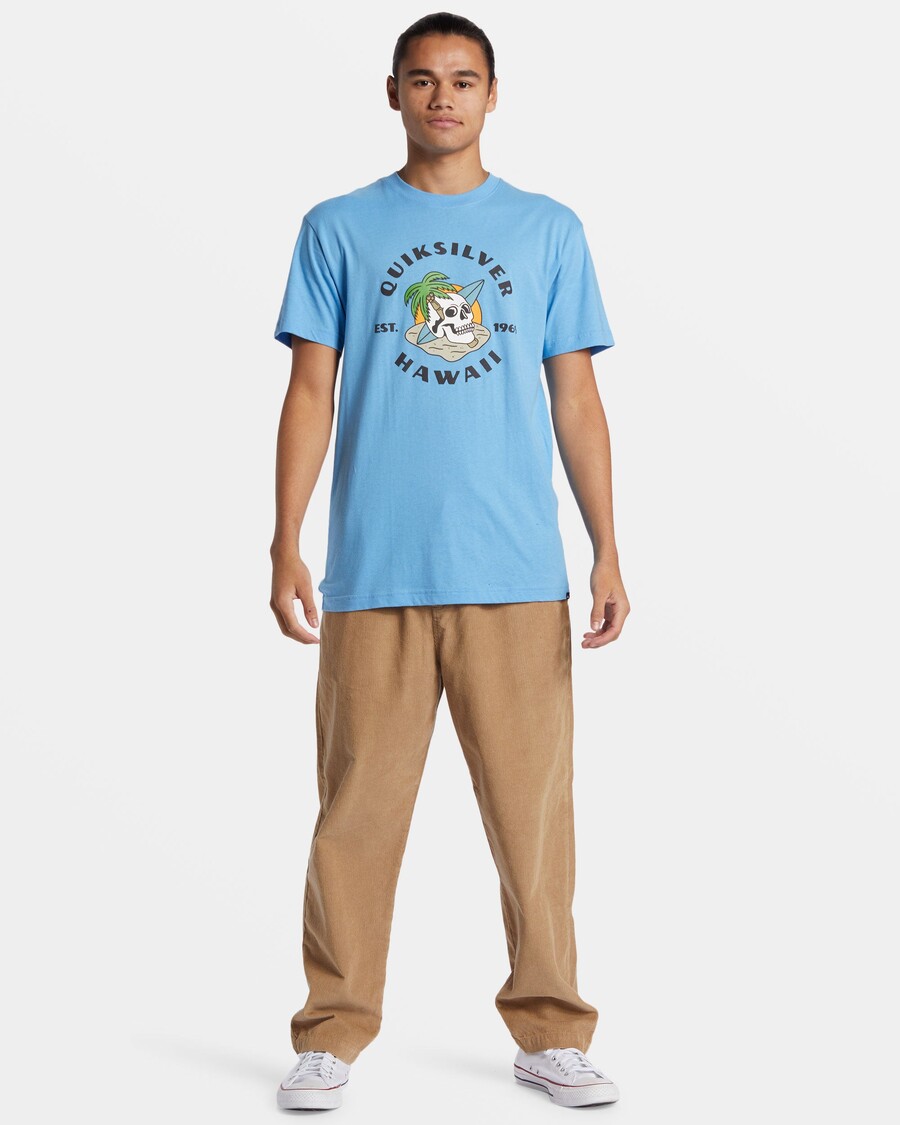 Quiksilver Hawaii Palme Og Hodeskalle T-skjorte - Asurblå