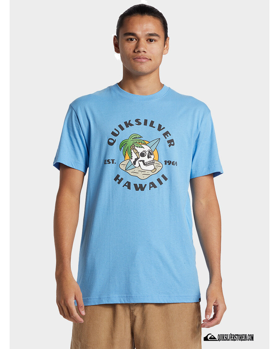 Quiksilver Hawaii Palme Og Hodeskalle T-skjorte - Asurblå