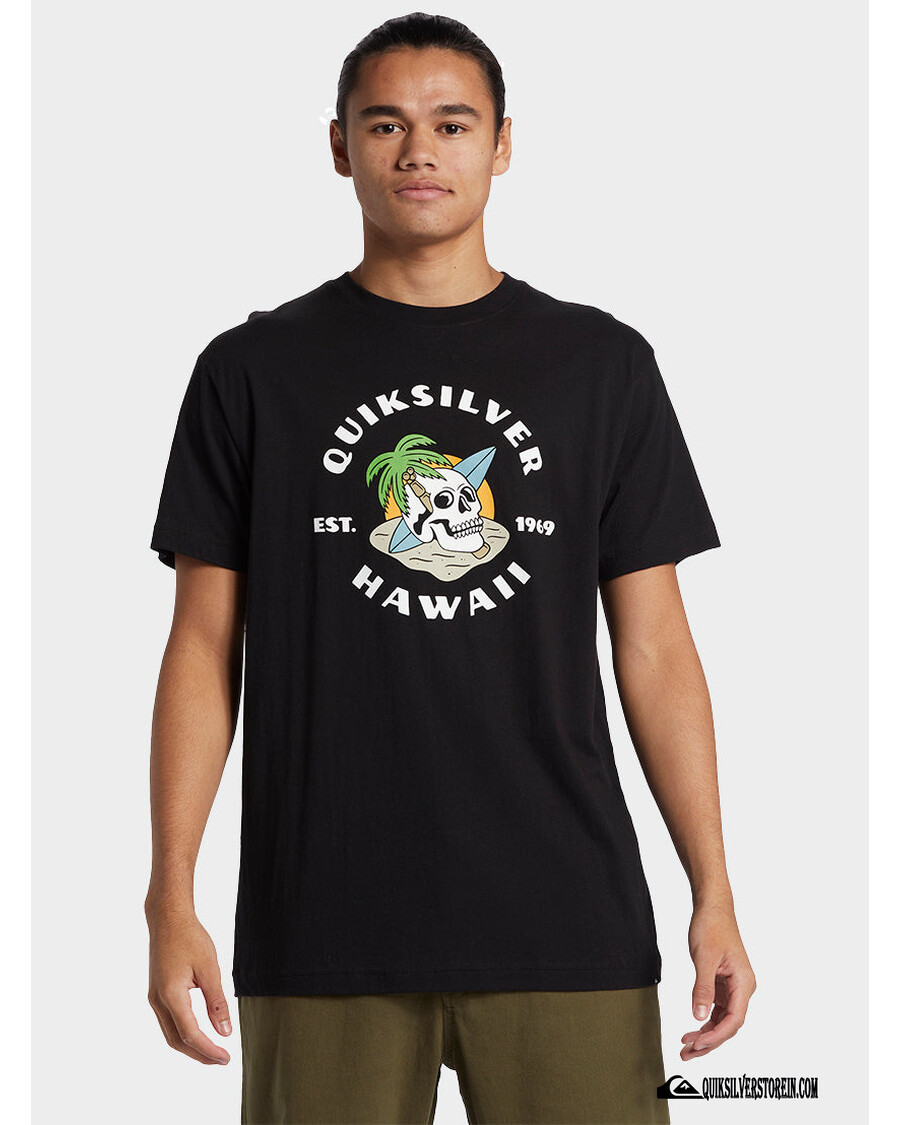 Quiksilver Hawaii Tričko Palm And Skull - černé